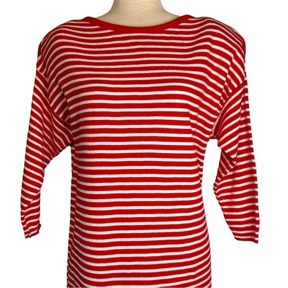 Ninon de Lenclos Vintage Deadstock Red White Striped Sweater Dress NWT Medium - Picture 2 of 9